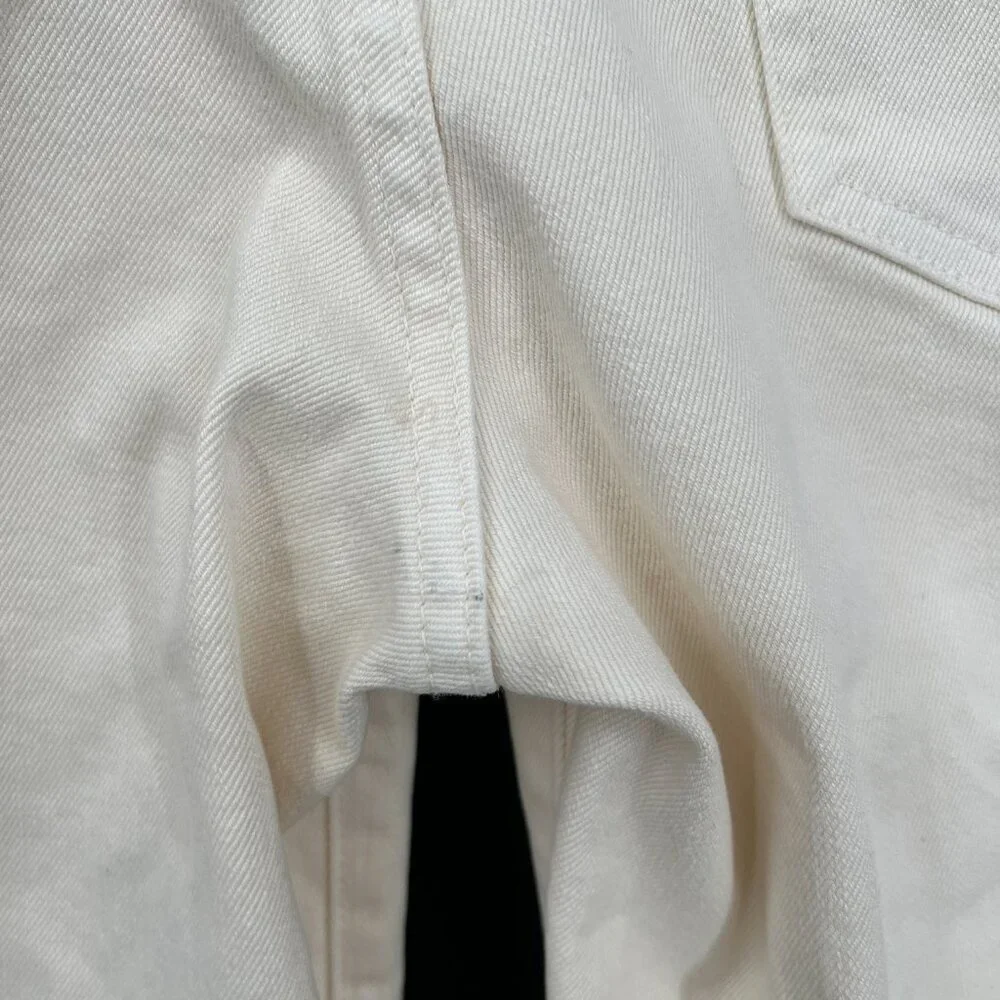 OUTLAND denim high rise waist Sienna button fly wide leg ankle jeans cream 29